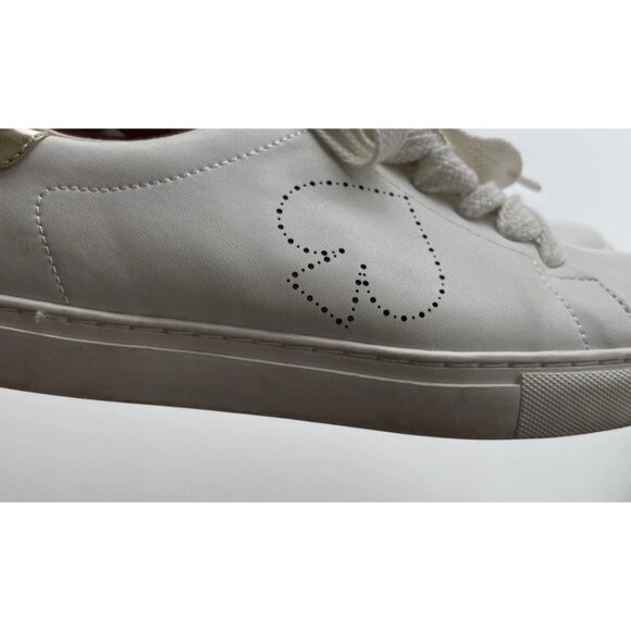 KATE SPADE Angelise White Gold Leather Lace Up Low Top Sneakers Size 8B - Picture 5 of 16